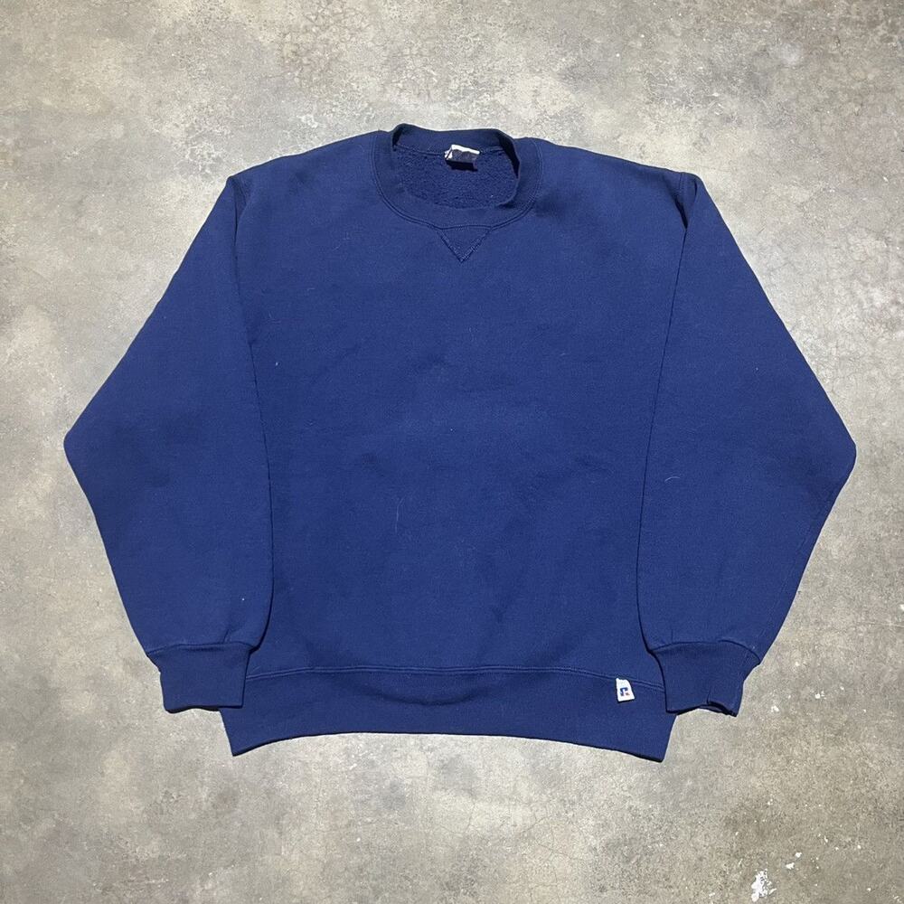 Vintage 90s Russell Athletic Navy Blank Boxy Sweatshirt